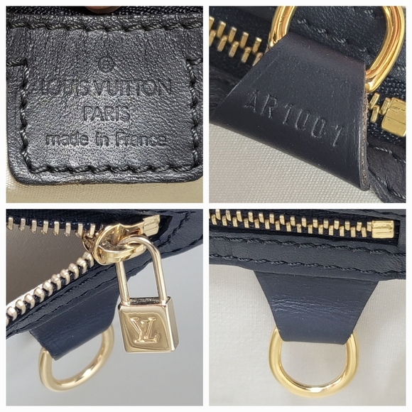 Louis Vuitton Alma Navy Mini Monogram Canvas Leather Large Hand Bag Vintage Auth - Picture 11 of 12